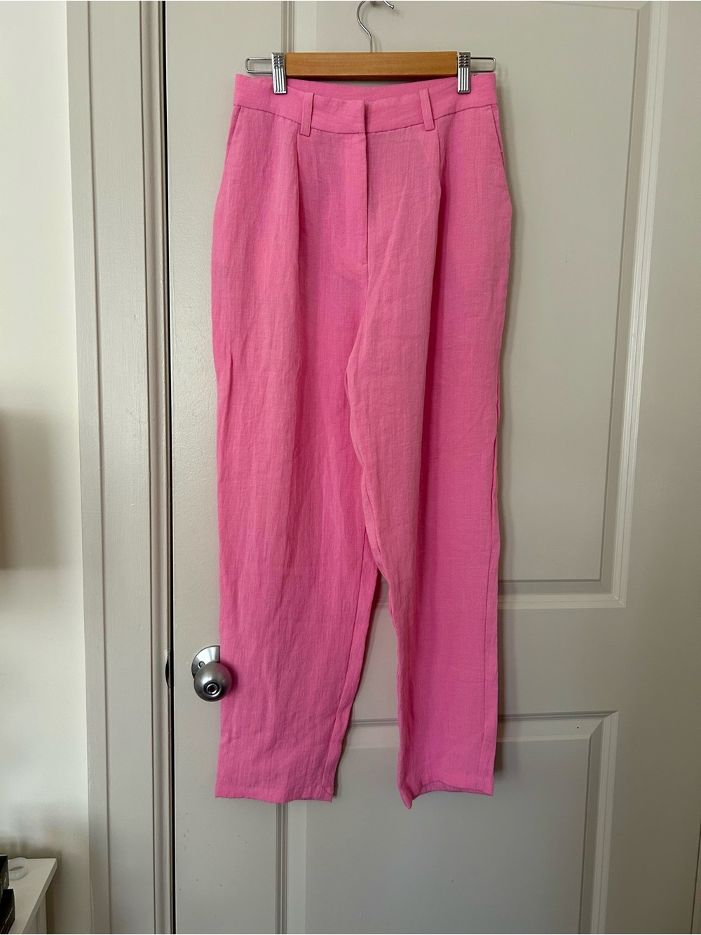 Monki High-Rise Pink Tailored Trousers for Women